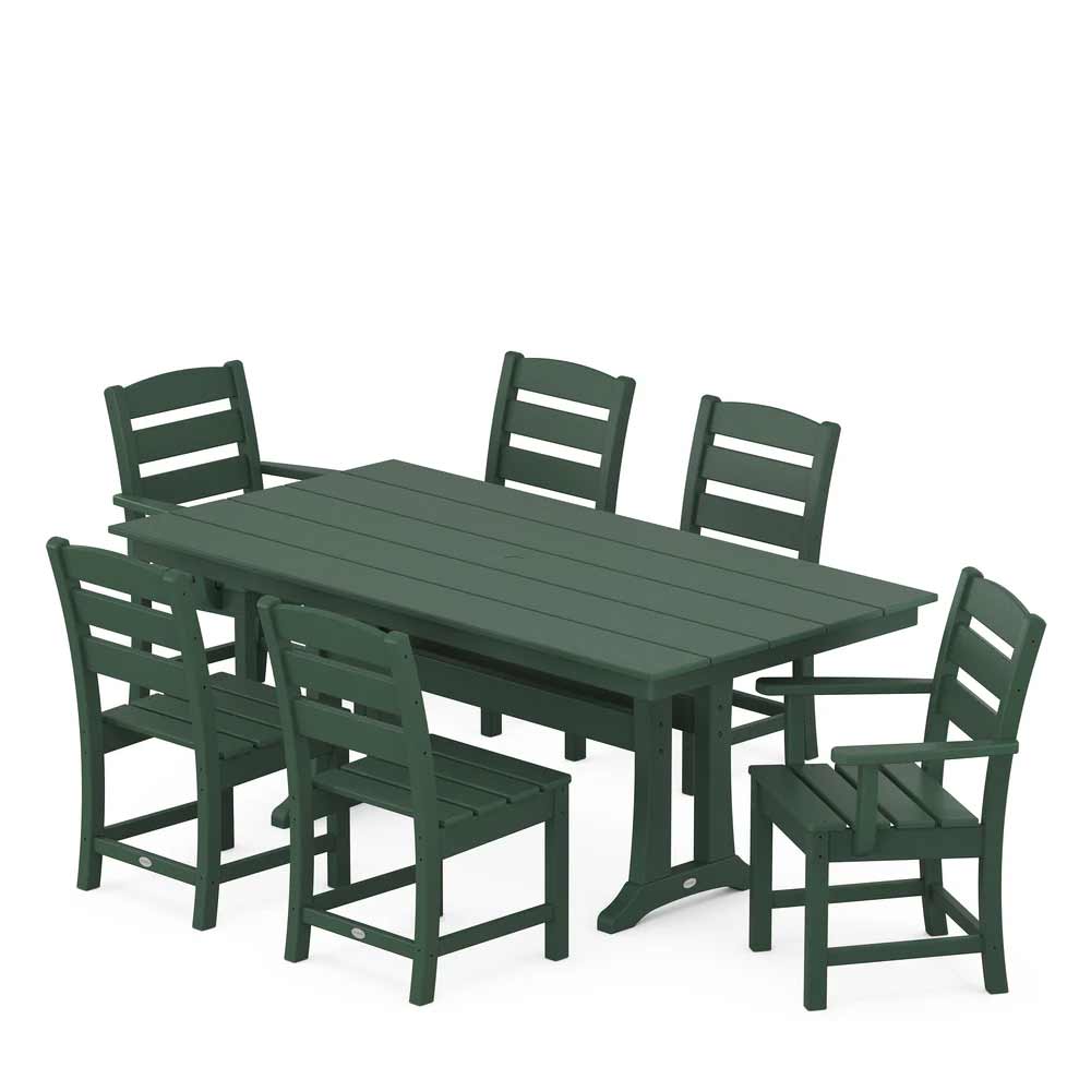 POLYWOOD® Lakeside 7-Piece Farmhouse Dining Set with Trestle Legs - PWS694-1 Dining Set POLYWOOD®