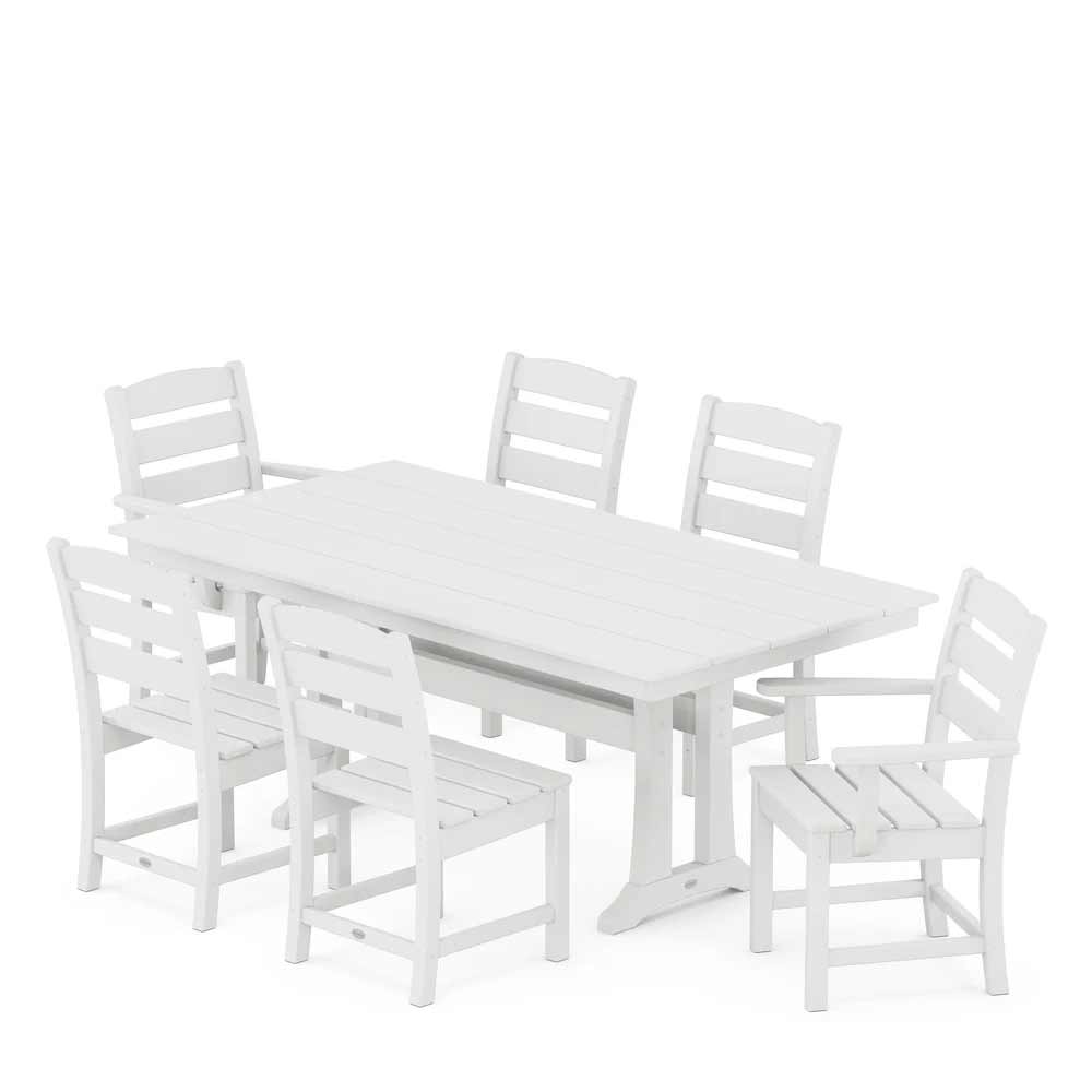 POLYWOOD® Lakeside 7-Piece Farmhouse Dining Set with Trestle Legs - PWS694-1 Dining Set POLYWOOD®