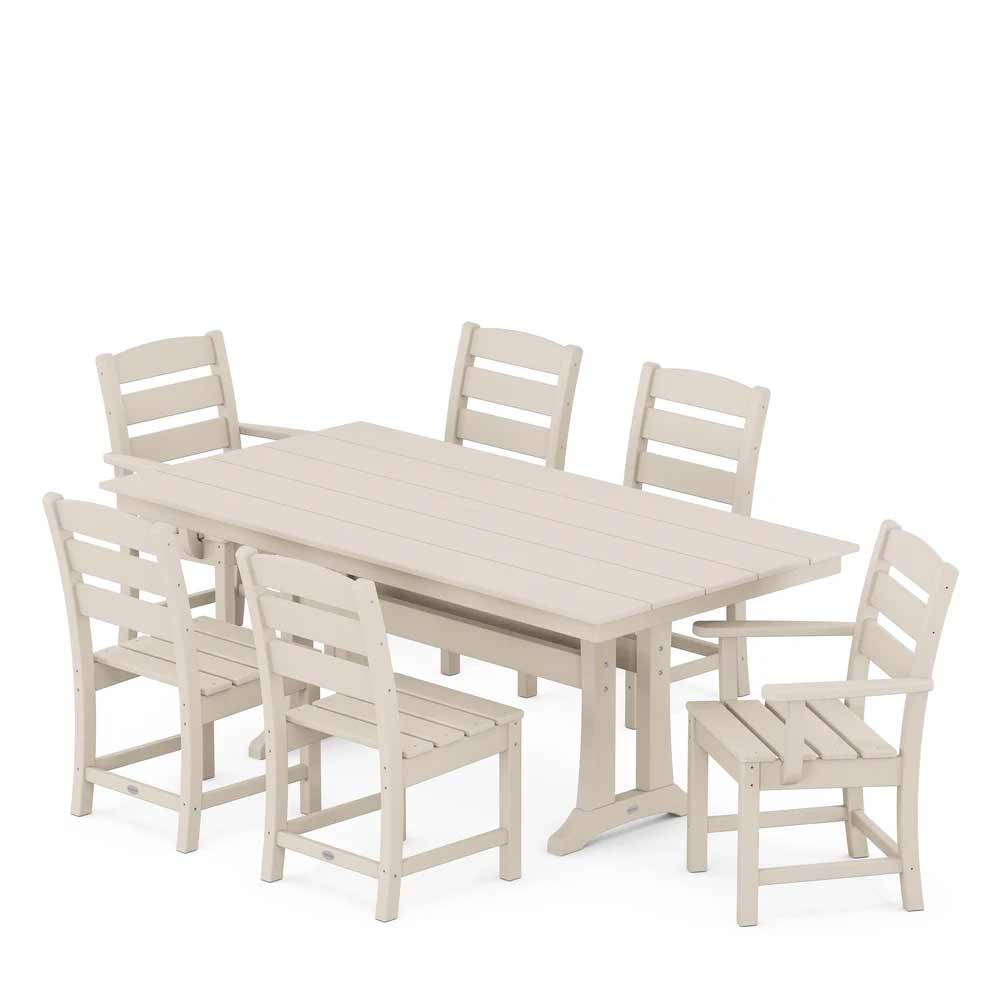 POLYWOOD® Lakeside 7-Piece Farmhouse Dining Set with Trestle Legs - PWS694-1 Dining Set POLYWOOD®