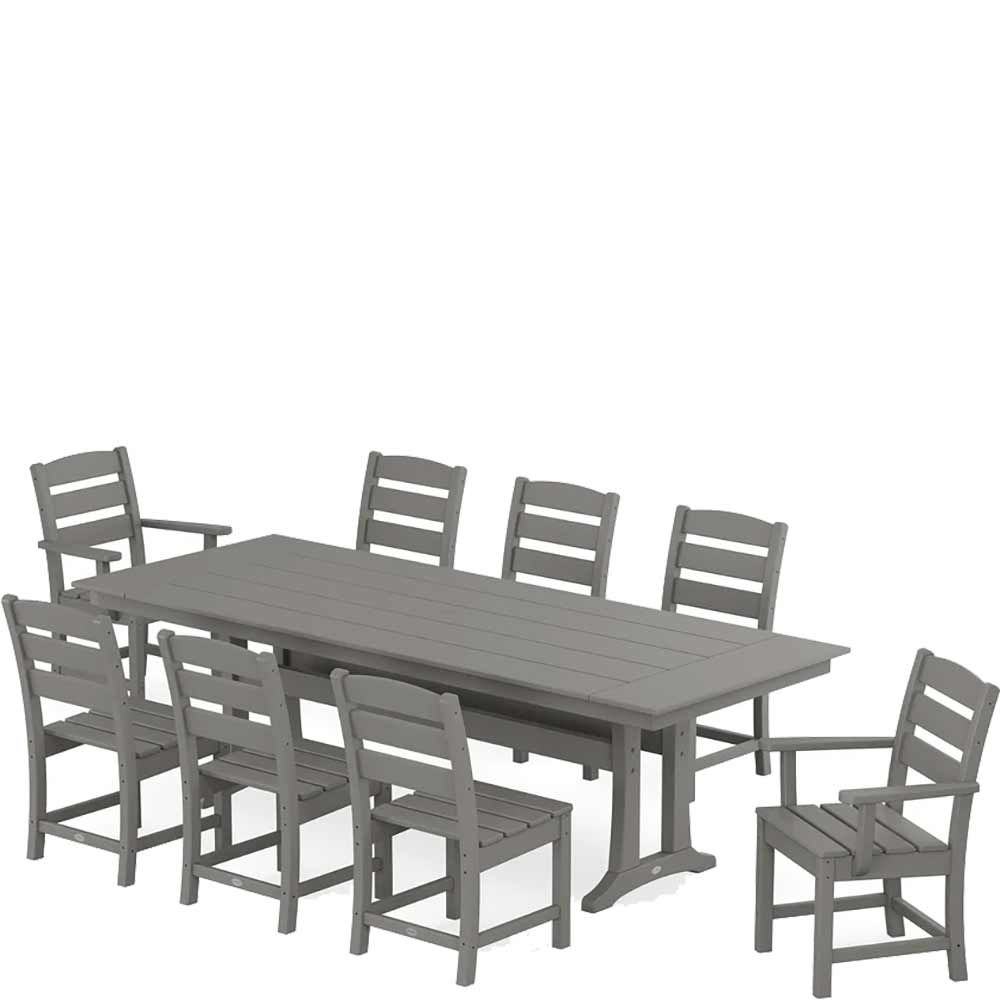 POLYWOOD® Lakeside 9-Piece Farmhouse Dining Set with Trestle Legs - PWS1431-1 Dining Set POLYWOOD®