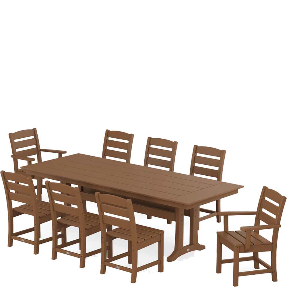 POLYWOOD® Lakeside 9-Piece Farmhouse Dining Set with Trestle Legs - PWS1431-1 Dining Set POLYWOOD®