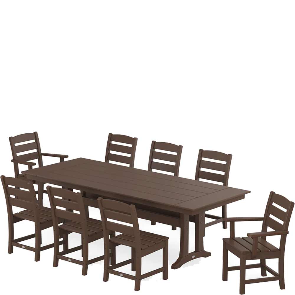 POLYWOOD® Lakeside 9-Piece Farmhouse Dining Set with Trestle Legs - PWS1431-1 Dining Set POLYWOOD®