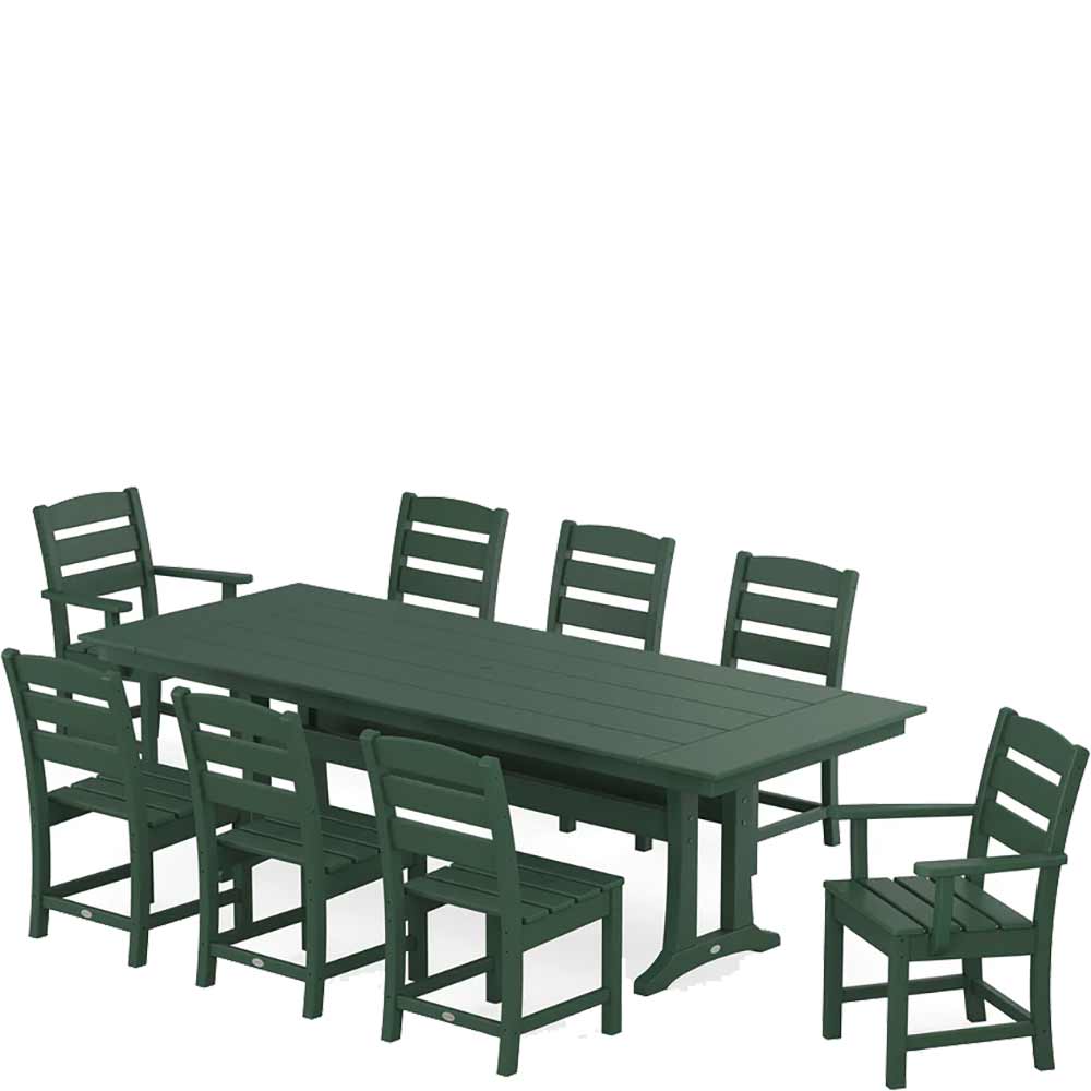 POLYWOOD® Lakeside 9-Piece Farmhouse Dining Set with Trestle Legs - PWS1431-1 Dining Set POLYWOOD®