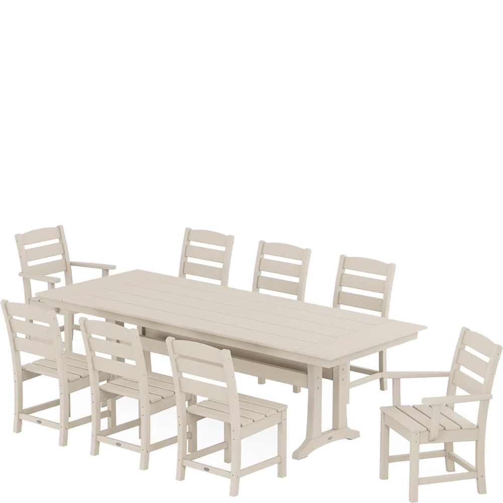 POLYWOOD® Lakeside 9-Piece Farmhouse Dining Set with Trestle Legs - PWS1431-1 Dining Set POLYWOOD®