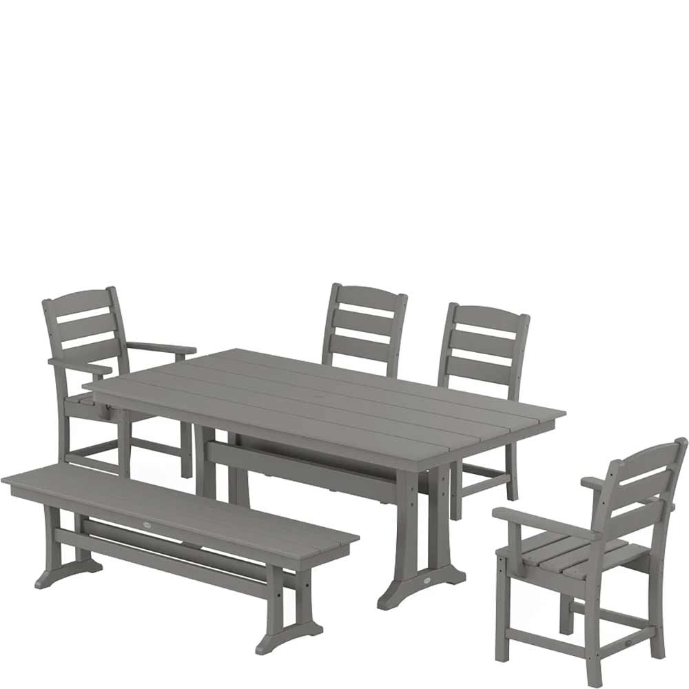 POLYWOOD® Lakeside 6-Piece Farmhouse Dining Set With Trestle Legs - PWS1007-1 Dining Set POLYWOOD®