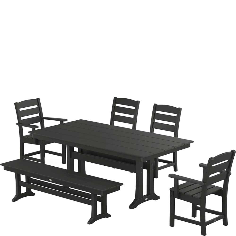 POLYWOOD® Lakeside 6-Piece Farmhouse Dining Set With Trestle Legs - PWS1007-1 Dining Set POLYWOOD®