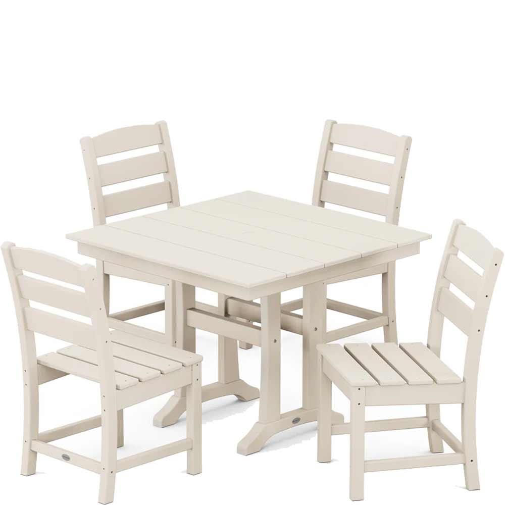 POLYWOOD® Lakeside 5-Piece Farmhouse Trestle Side Chair Dining Set - PWS637-1 Dining Set POLYWOOD®