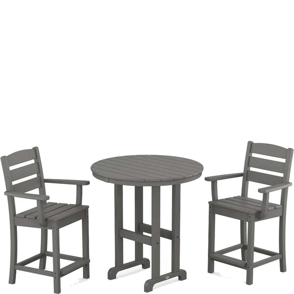 POLYWOOD® Lakeside 3-Piece Round Farmhouse Arm Chair Counter Set - PWS615-1 Dining Set POLYWOOD®