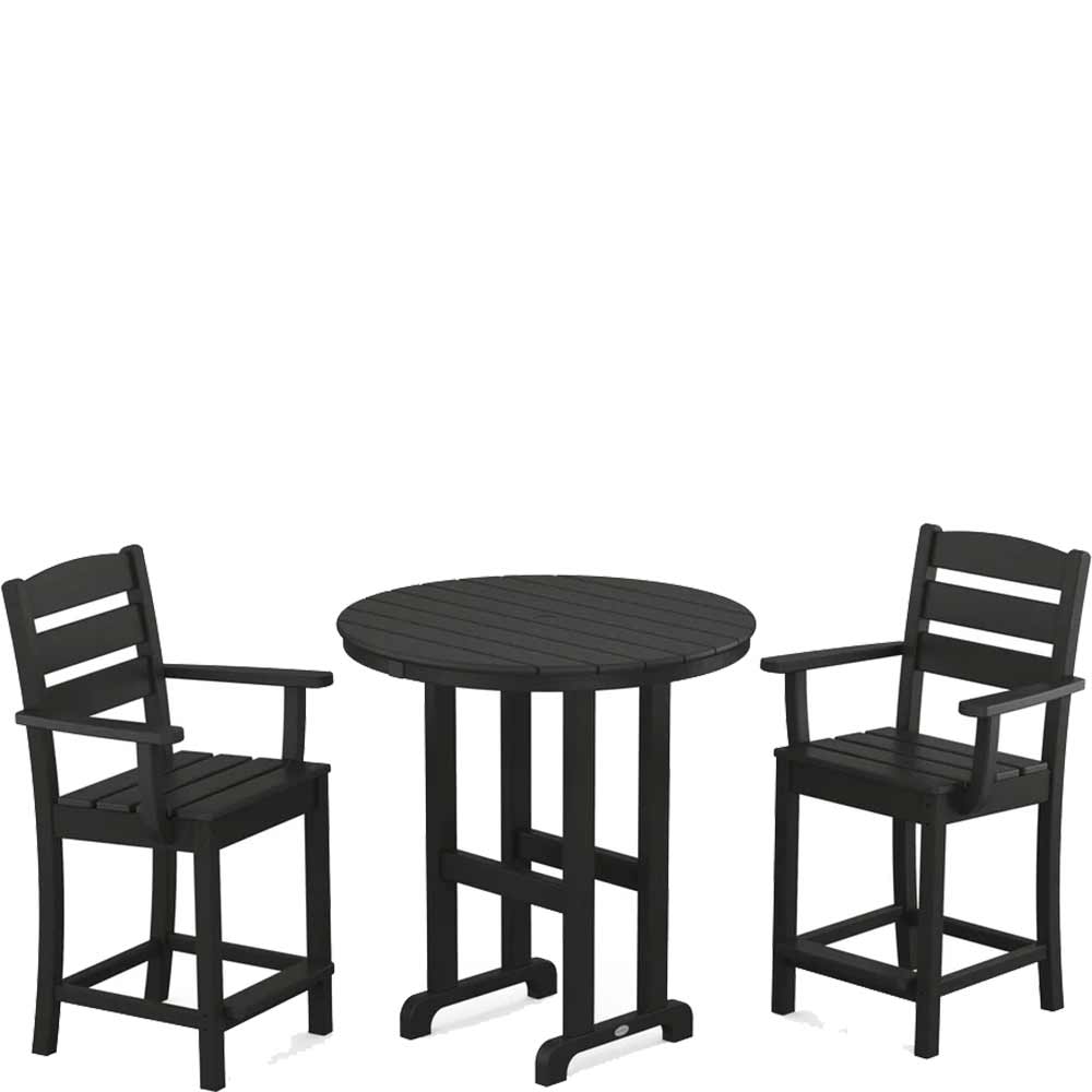 POLYWOOD® Lakeside 3-Piece Round Farmhouse Arm Chair Counter Set - PWS615-1 Dining Set POLYWOOD®