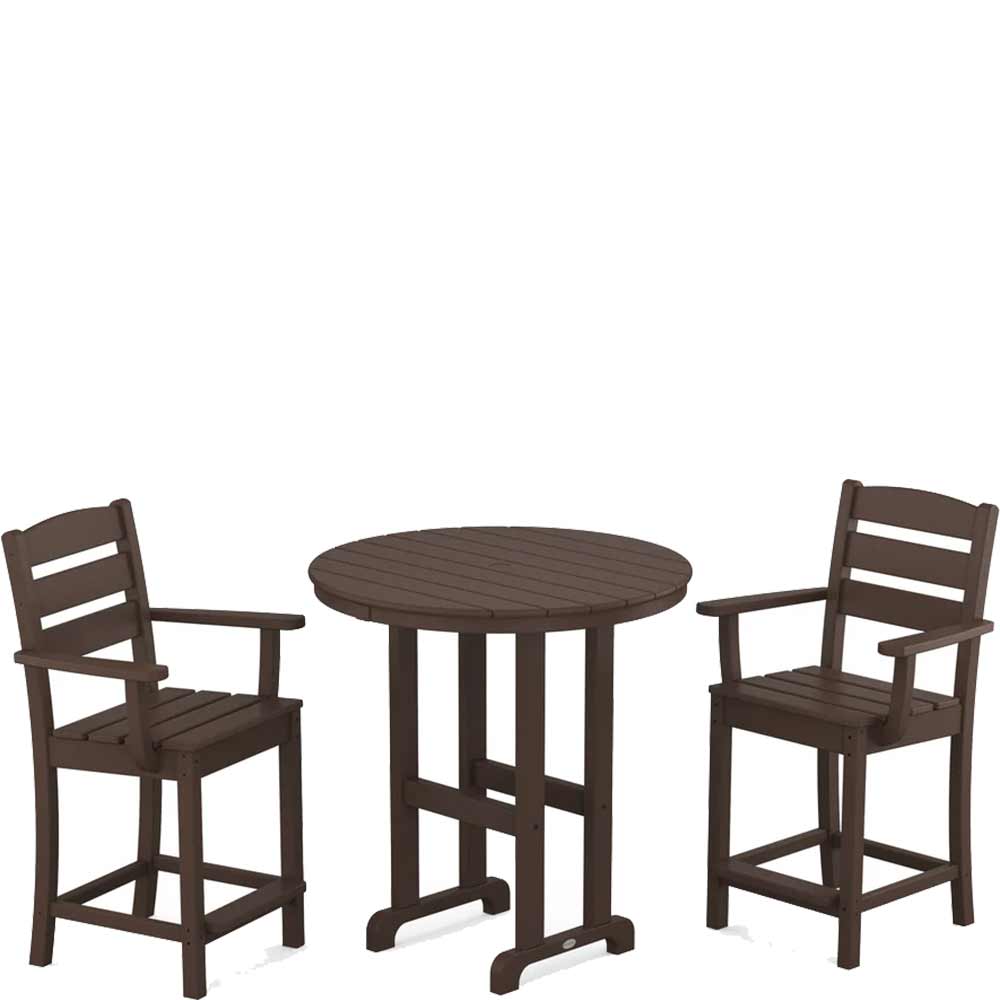 POLYWOOD® Lakeside 3-Piece Round Farmhouse Arm Chair Counter Set - PWS615-1 Dining Set POLYWOOD®