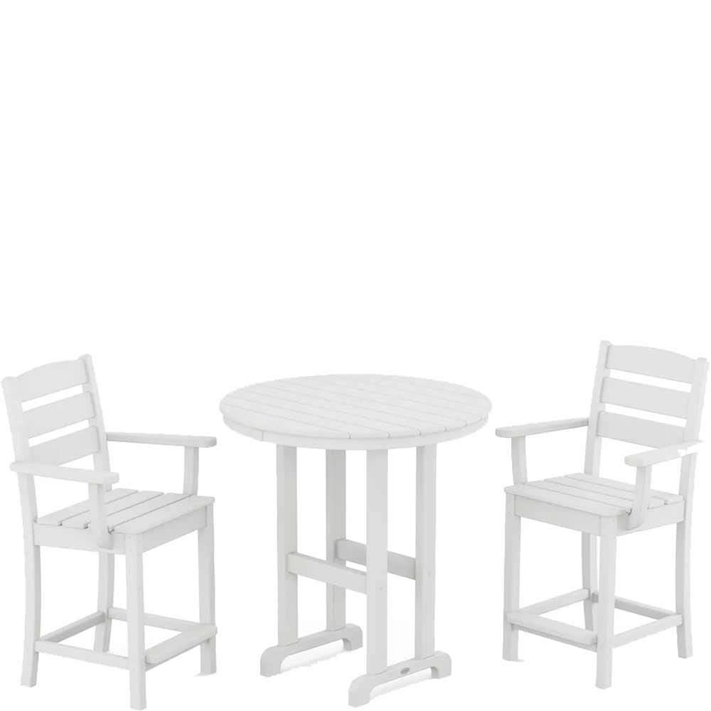 POLYWOOD® Lakeside 3-Piece Round Farmhouse Arm Chair Counter Set - PWS615-1 Dining Set POLYWOOD®