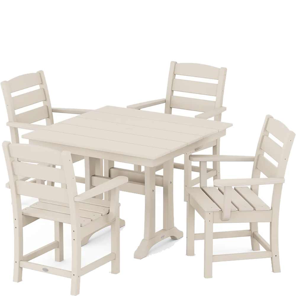 POLYWOOD® Lakeside 5-Piece Farmhouse Trestle Arm Chair Dining Set - PWS638-1 Dining Set POLYWOOD®