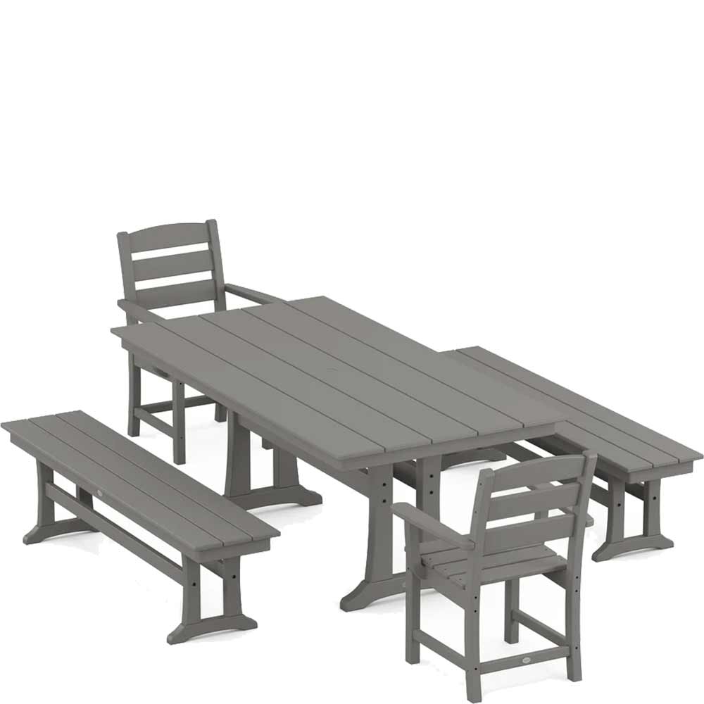 POLYWOOD® Lakeside 5-Piece Farmhouse Dining Set With Trestle Legs - PWS1006-1 Dining Set POLYWOOD®