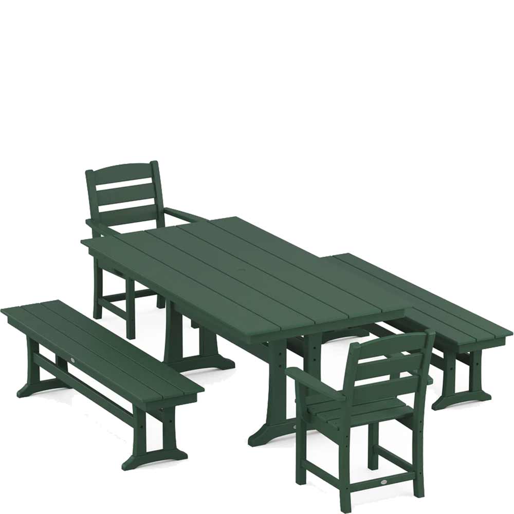 POLYWOOD® Lakeside 5-Piece Farmhouse Dining Set With Trestle Legs - PWS1006-1 Dining Set POLYWOOD®
