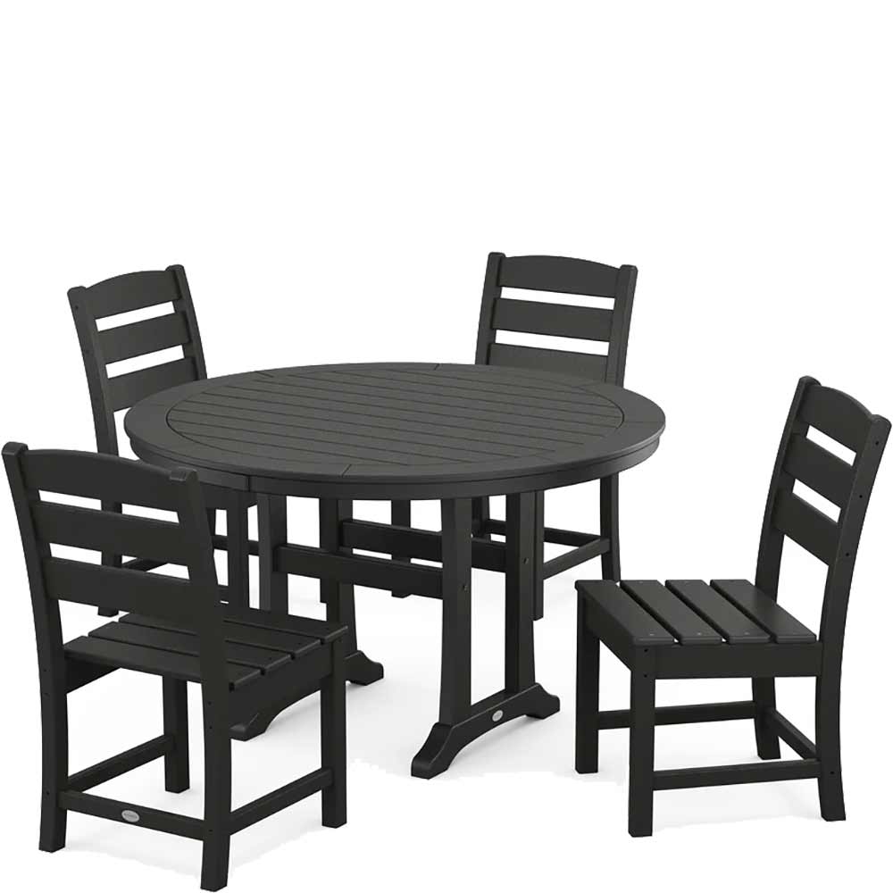 POLYWOOD® Lakeside Side Chair 5-Piece Round Dining Set With Trestle Legs - PWS1125-1 Dining Set POLYWOOD®