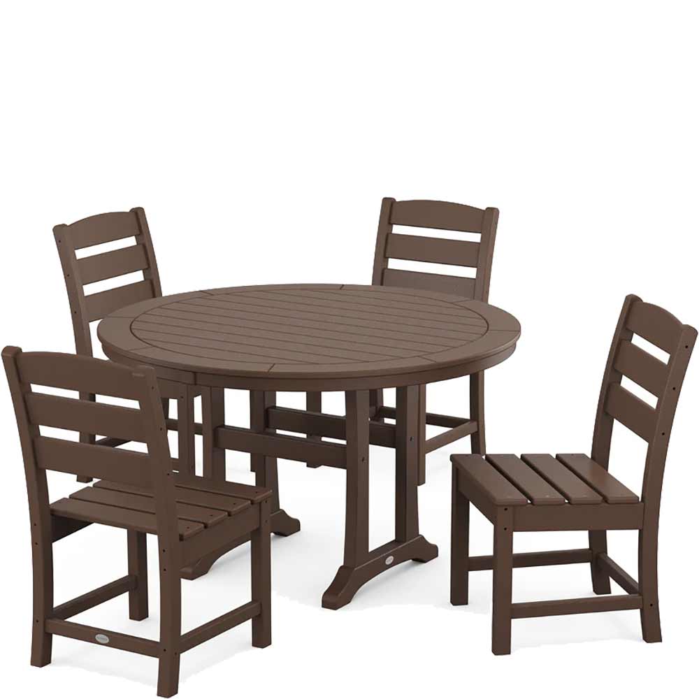 POLYWOOD® Lakeside Side Chair 5-Piece Round Dining Set With Trestle Legs - PWS1125-1 Dining Set POLYWOOD®