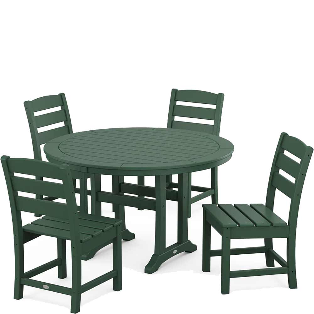 POLYWOOD® Lakeside Side Chair 5-Piece Round Dining Set With Trestle Legs - PWS1125-1 Dining Set POLYWOOD®