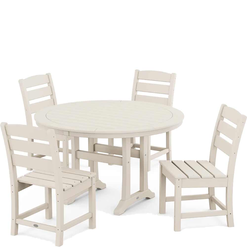 POLYWOOD® Lakeside Side Chair 5-Piece Round Dining Set With Trestle Legs - PWS1125-1 Dining Set POLYWOOD®