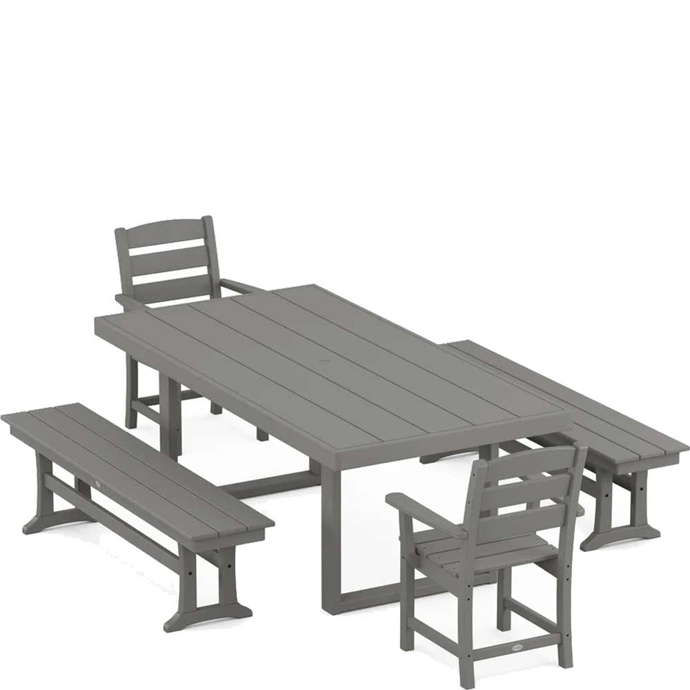 POLYWOOD® Lakeside 5-Piece Dining Set with Benches - PWS877-1 Dining Set POLYWOOD®