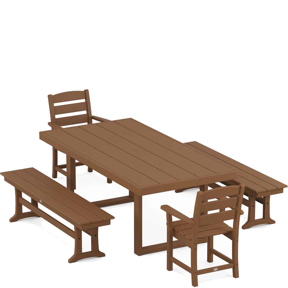 POLYWOOD® Lakeside 5-Piece Dining Set with Benches - PWS877-1 Dining Set POLYWOOD®