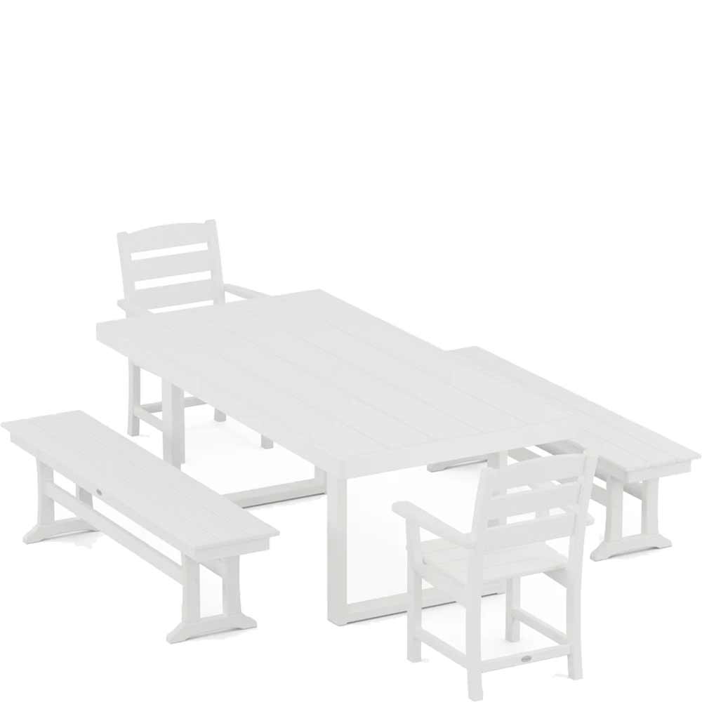 POLYWOOD® Lakeside 5-Piece Dining Set with Benches - PWS877-1 Dining Set POLYWOOD®