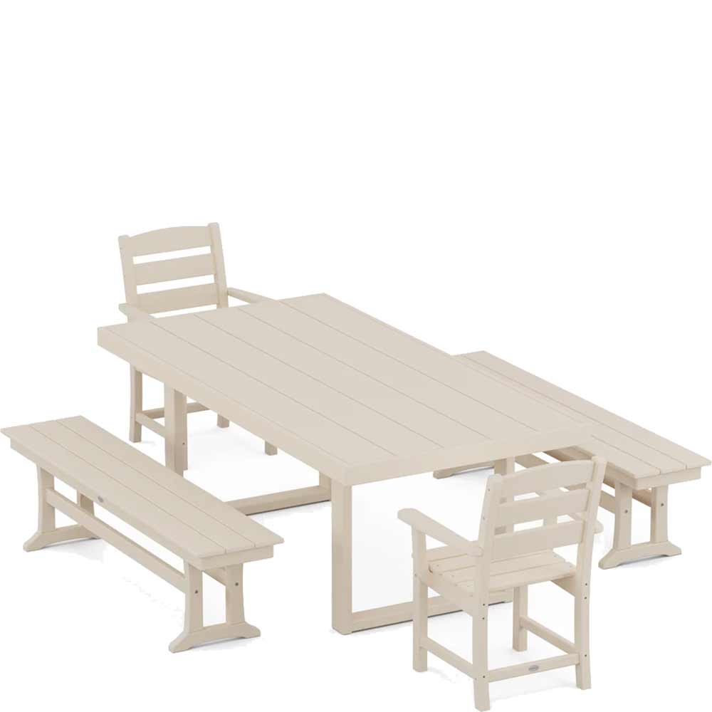 POLYWOOD® Lakeside 5-Piece Dining Set with Benches - PWS877-1 Dining Set POLYWOOD®