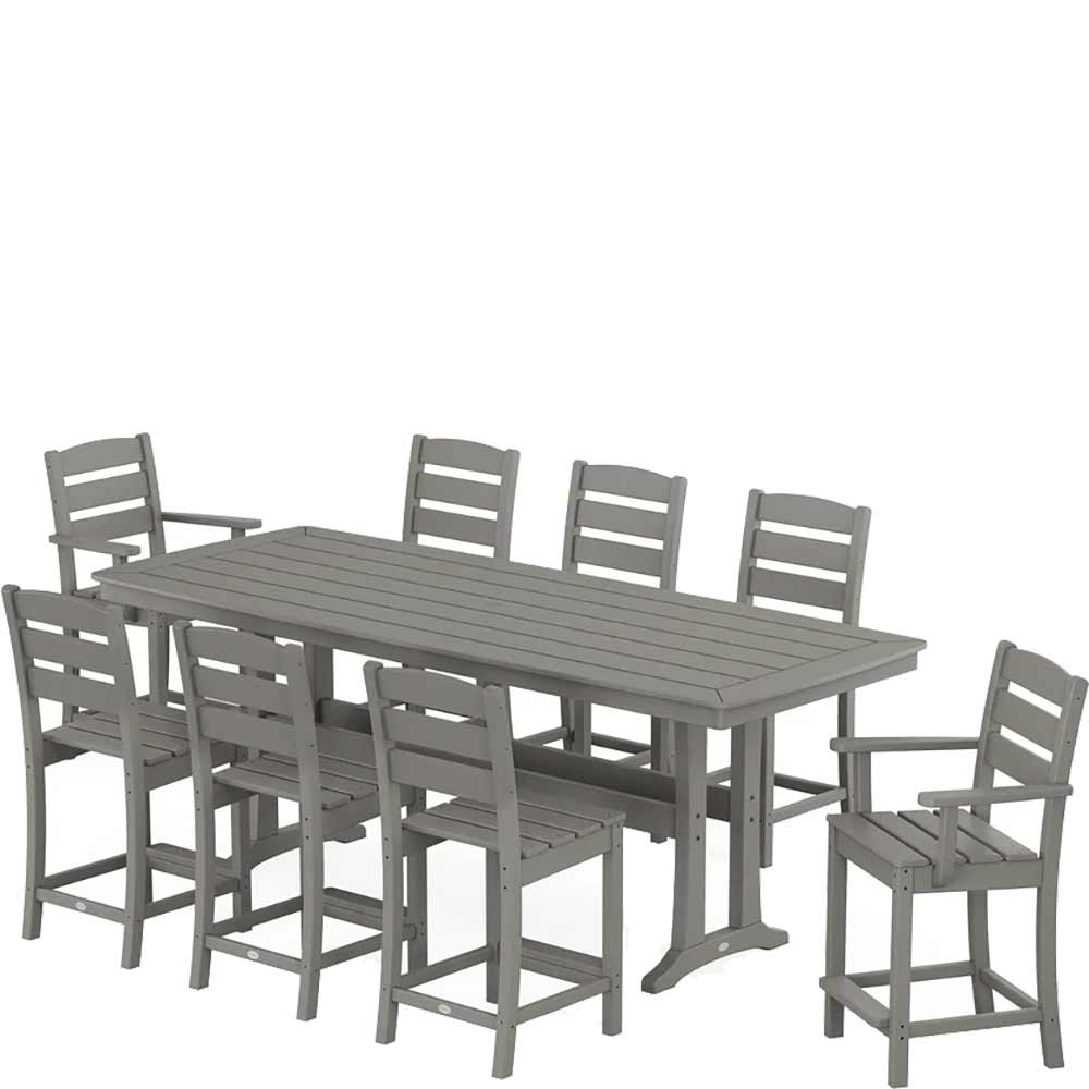POLYWOOD® Lakeside 9-Piece Counter Set with Trestle Legs - PWS1923-1 Dining Set POLYWOOD®
