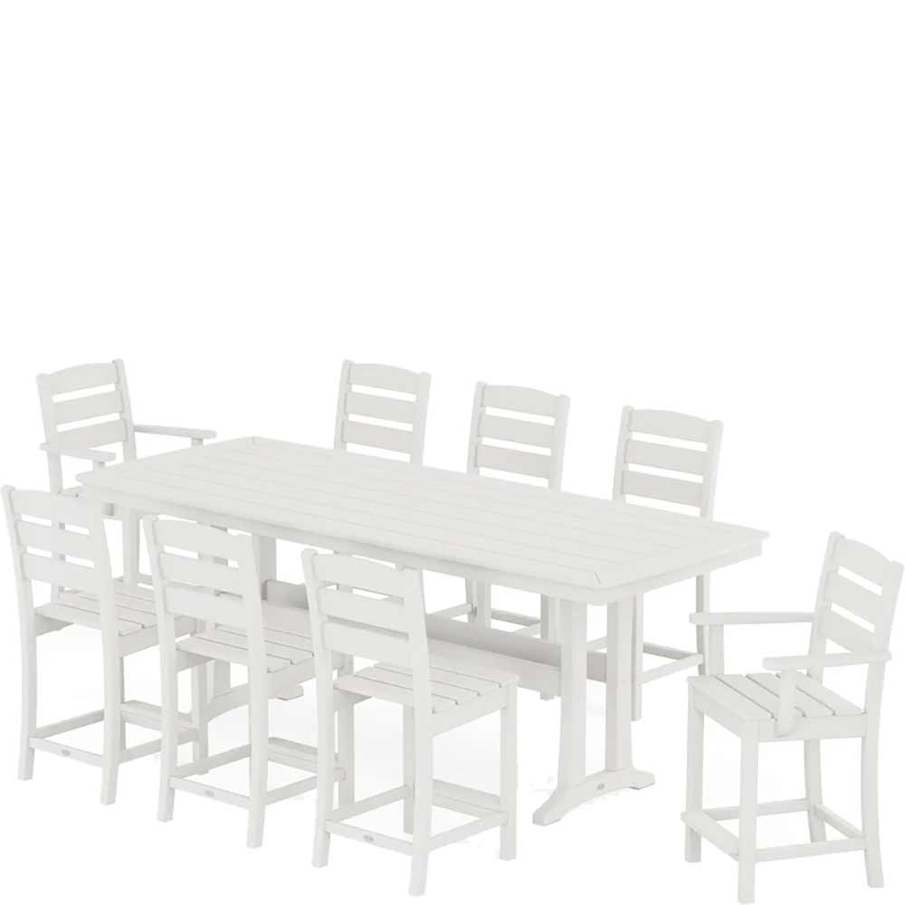 POLYWOOD® Lakeside 9-Piece Counter Set with Trestle Legs - PWS1923-1 Dining Set POLYWOOD®