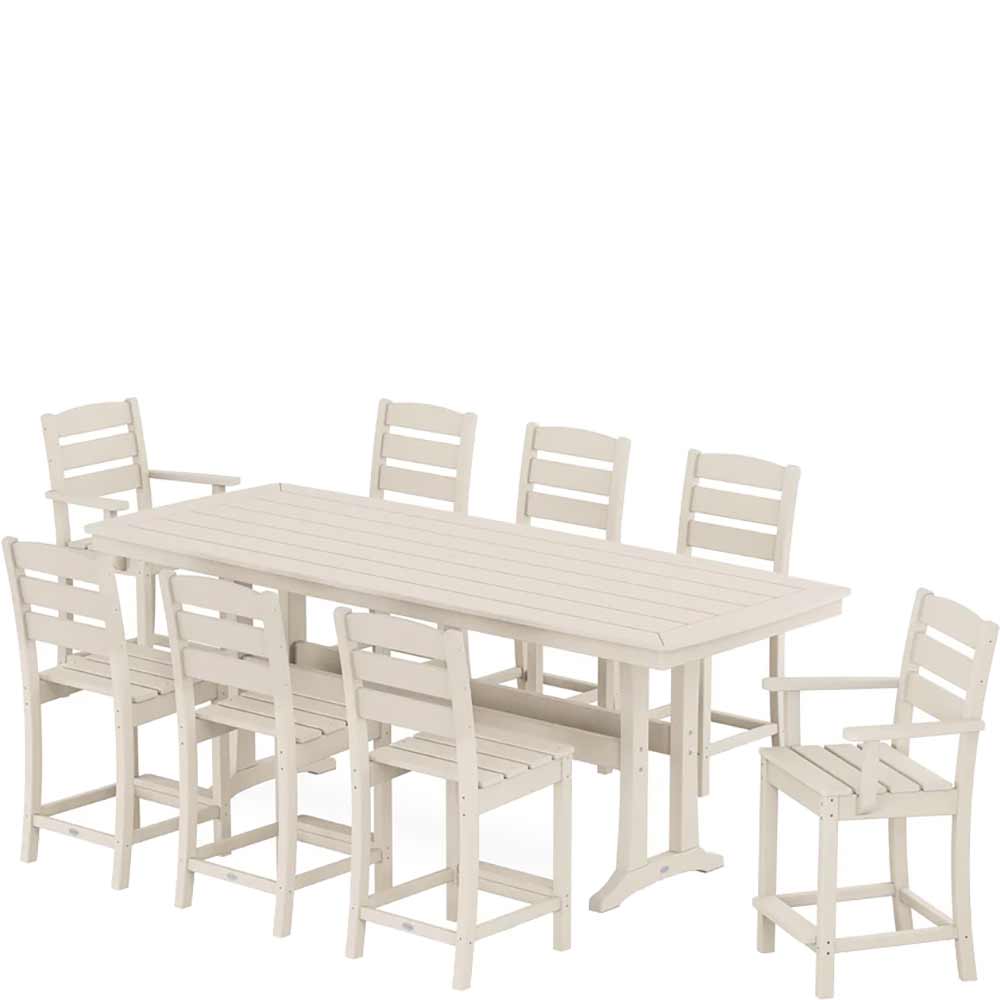 POLYWOOD® Lakeside 9-Piece Counter Set with Trestle Legs - PWS1923-1 Dining Set POLYWOOD®