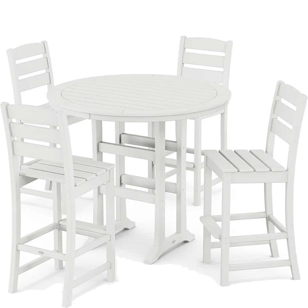 POLYWOOD® Lakeside 5-Piece Round Farmhouse Side Chair Bar Set - PWS616-1 Dining Set POLYWOOD®