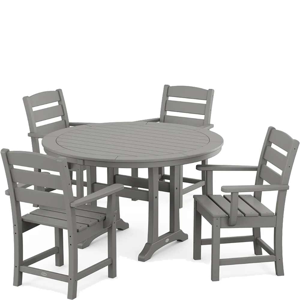 POLYWOOD® Lakeside 5-Piece Round Dining Set with Trestle Legs - PWS1124-1 Dining Set POLYWOOD®