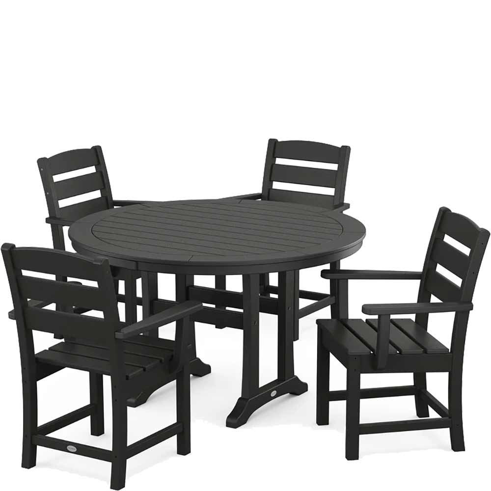 POLYWOOD® Lakeside 5-Piece Round Dining Set with Trestle Legs - PWS1124-1 Dining Set POLYWOOD®