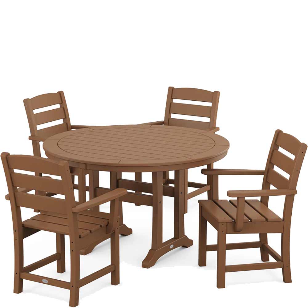 POLYWOOD® Lakeside 5-Piece Round Dining Set with Trestle Legs - PWS1124-1 Dining Set POLYWOOD®