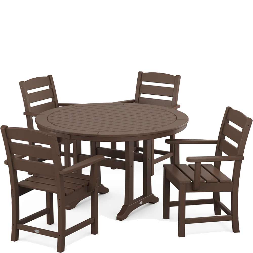 POLYWOOD® Lakeside 5-Piece Round Dining Set with Trestle Legs - PWS1124-1 Dining Set POLYWOOD®