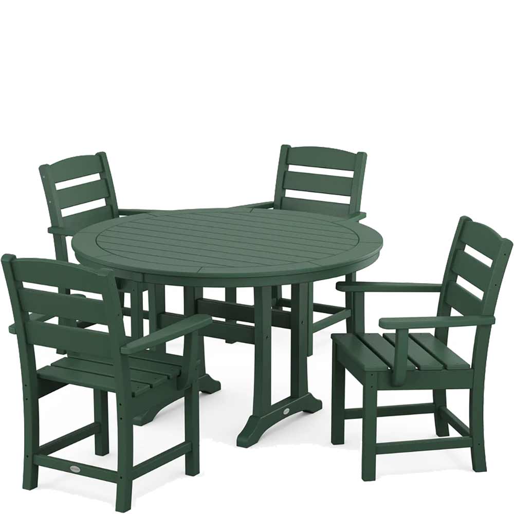 POLYWOOD® Lakeside 5-Piece Round Dining Set with Trestle Legs - PWS1124-1 Dining Set POLYWOOD®