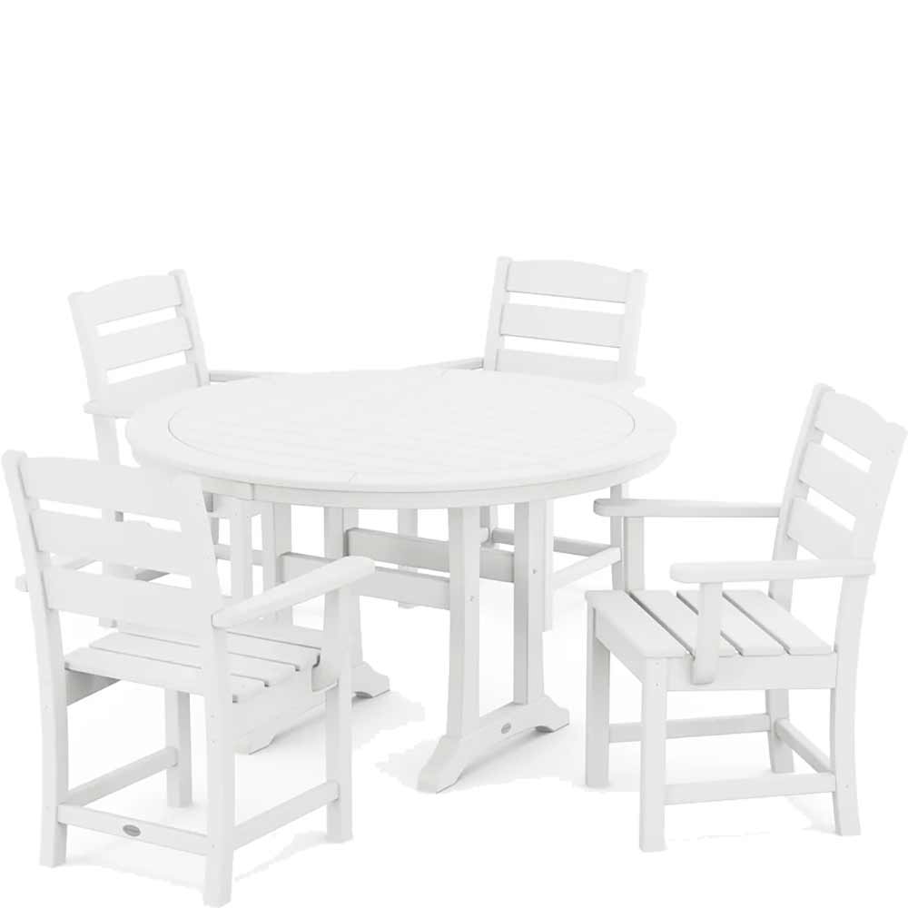 POLYWOOD® Lakeside 5-Piece Round Dining Set with Trestle Legs - PWS1124-1 Dining Set POLYWOOD®