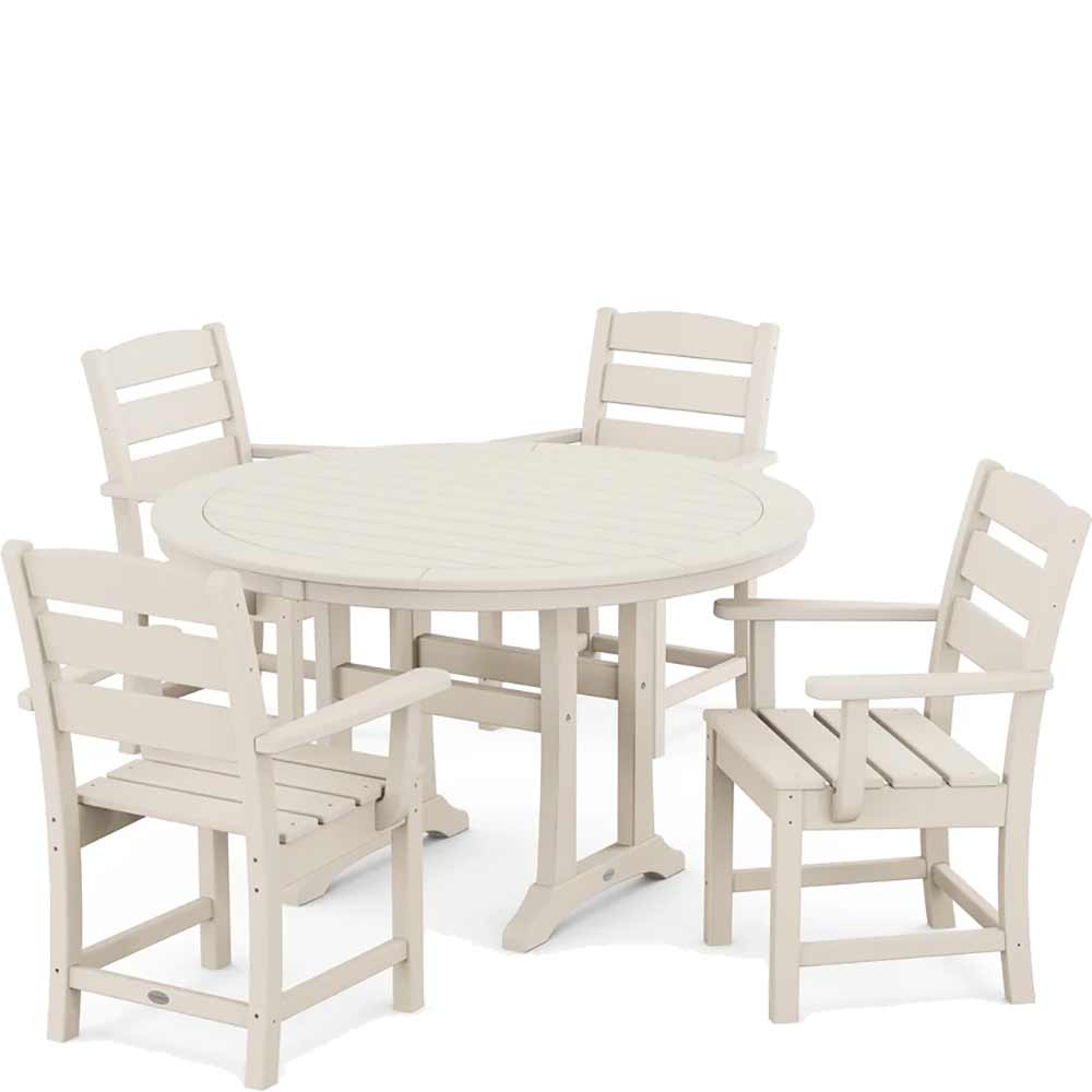 POLYWOOD® Lakeside 5-Piece Round Dining Set with Trestle Legs - PWS1124-1 Dining Set POLYWOOD®