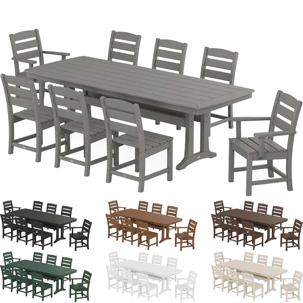 POLYWOOD® Lakeside 9-Piece Dining Set with Trestle Legs - PWS1486-1 Dining Set POLYWOOD®