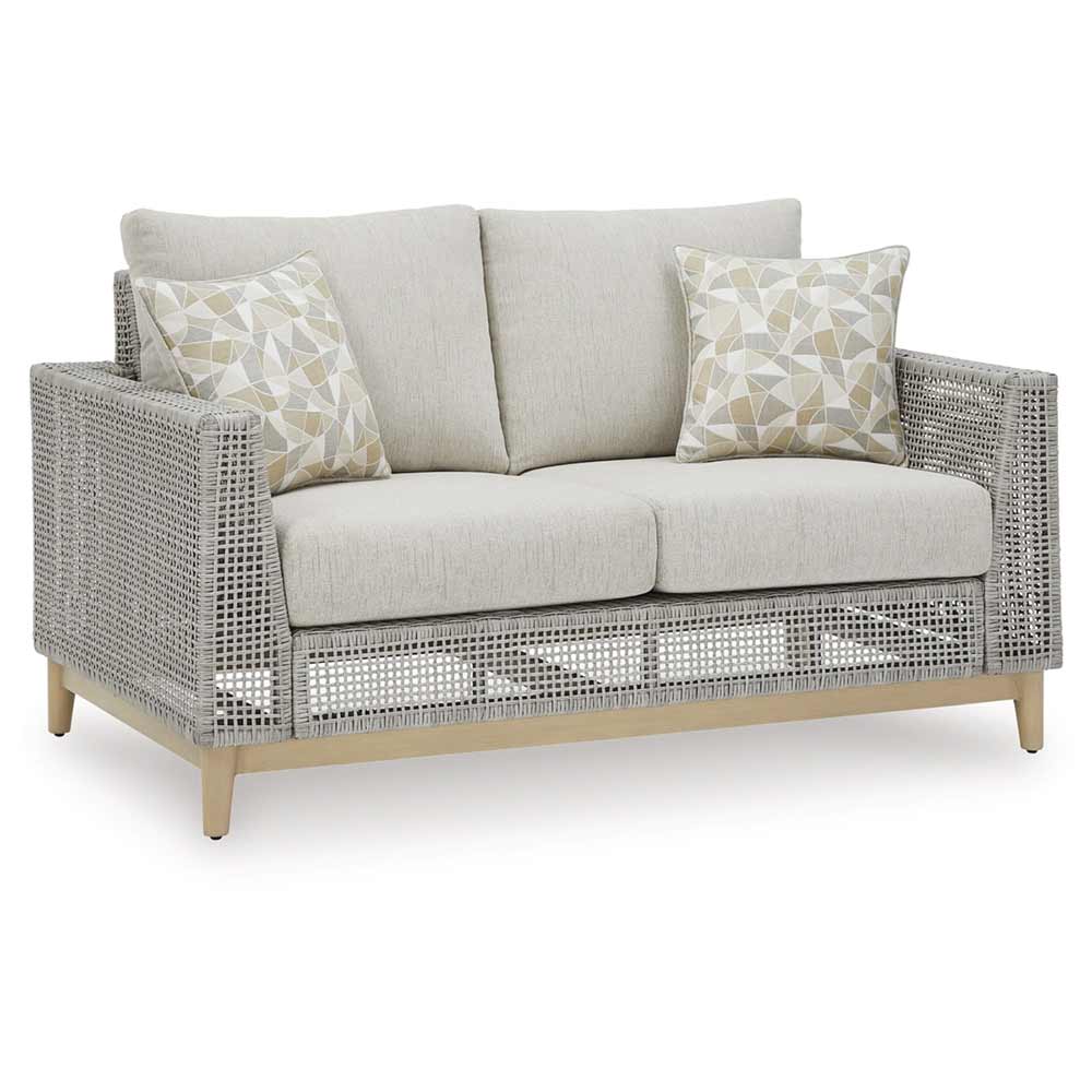 Ashley Furniture - Seton Creek Outdoor Loveseat with Cushion Loveseat Ashley Furniture
