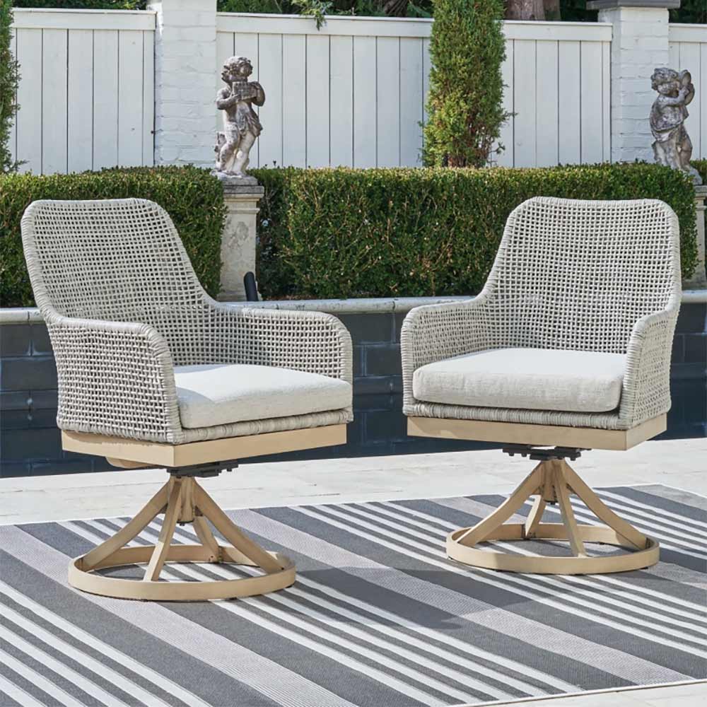 Ashley Furniture - Seton Creek Outdoor Swivel Dining Chair (Set of 2) chairs Ashley Furniture