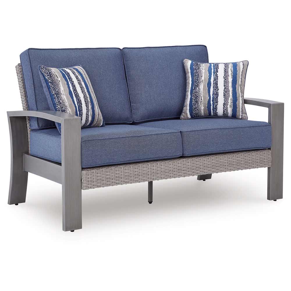 Ashley Furniture - Dillon Beach Outdoor Loveseat with Cushion Loveseat Ashley Furniture
