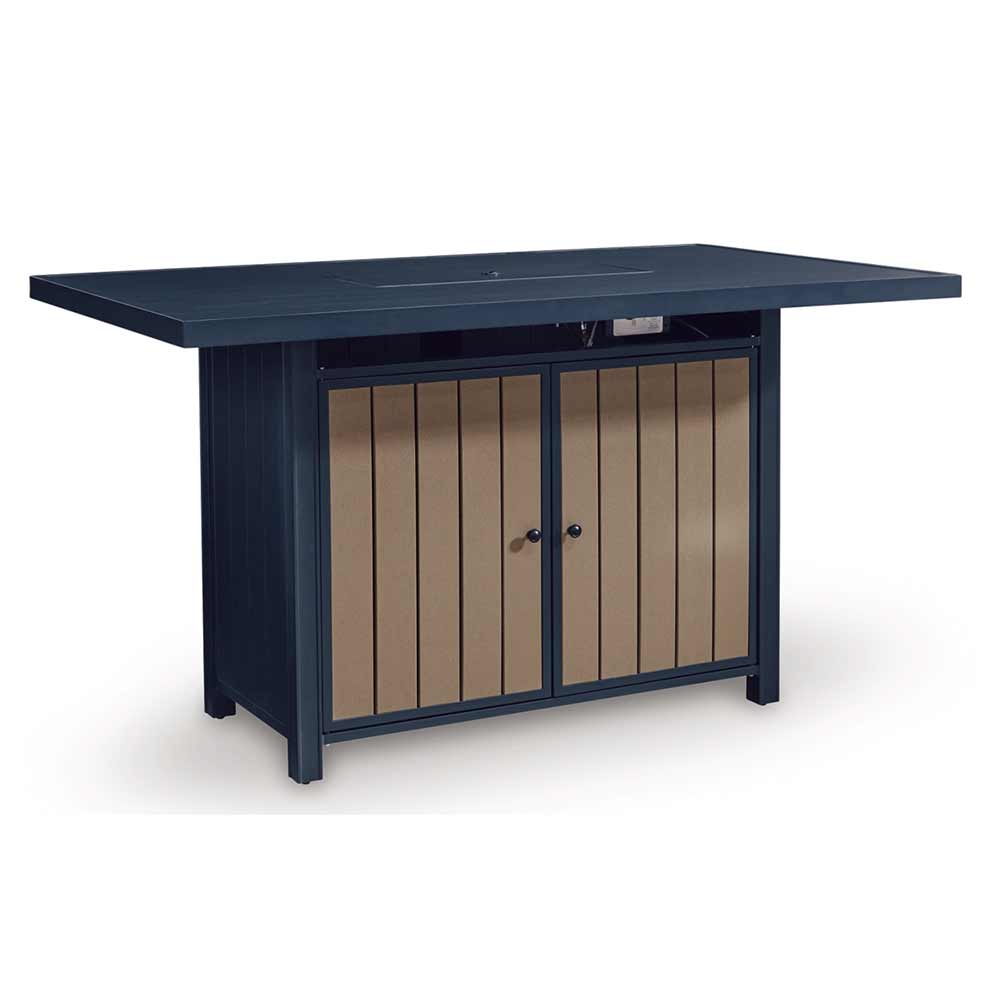 Ashley Furniture - Mabry Shores Outdoor Bar Table with Fire Pit Bar Cart Ashley Furniture
