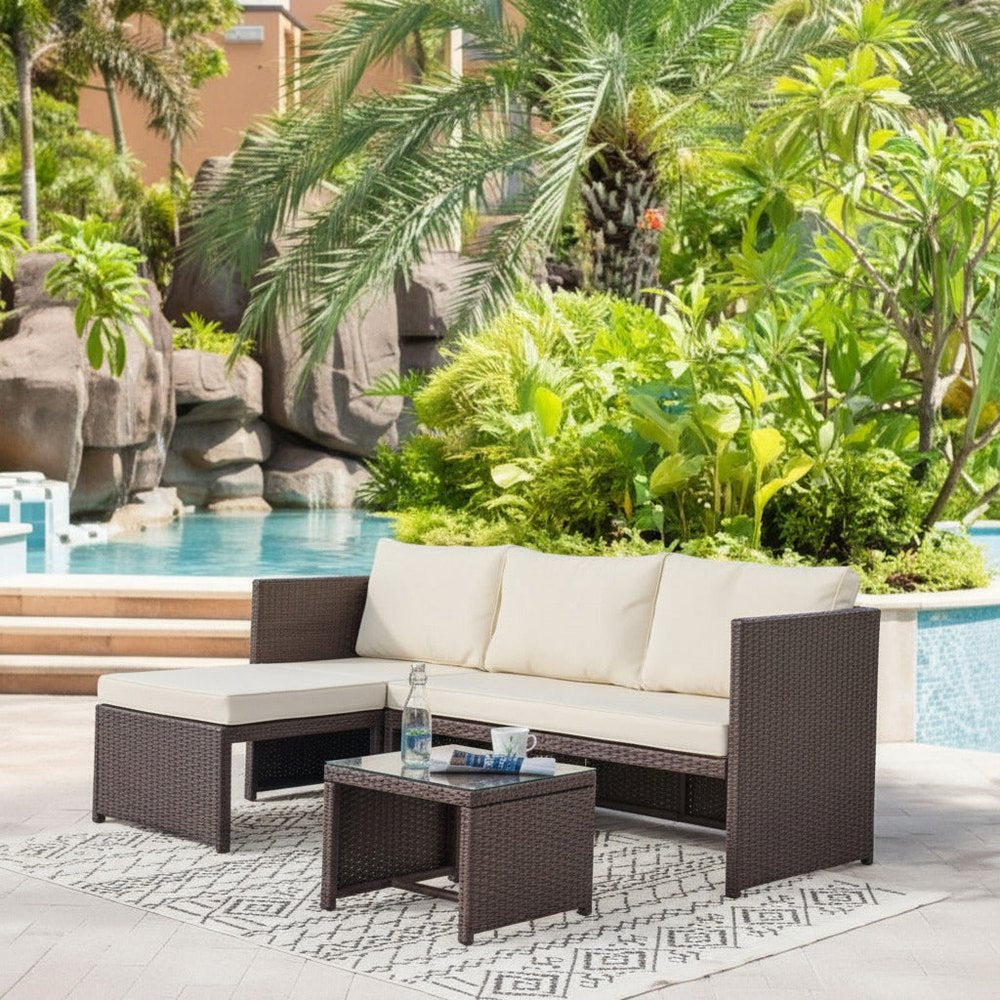Ashley Furniture Menton Outdoor Chair Lounge with 2-Seater and Coffee Table Sofa Ashley Furniture