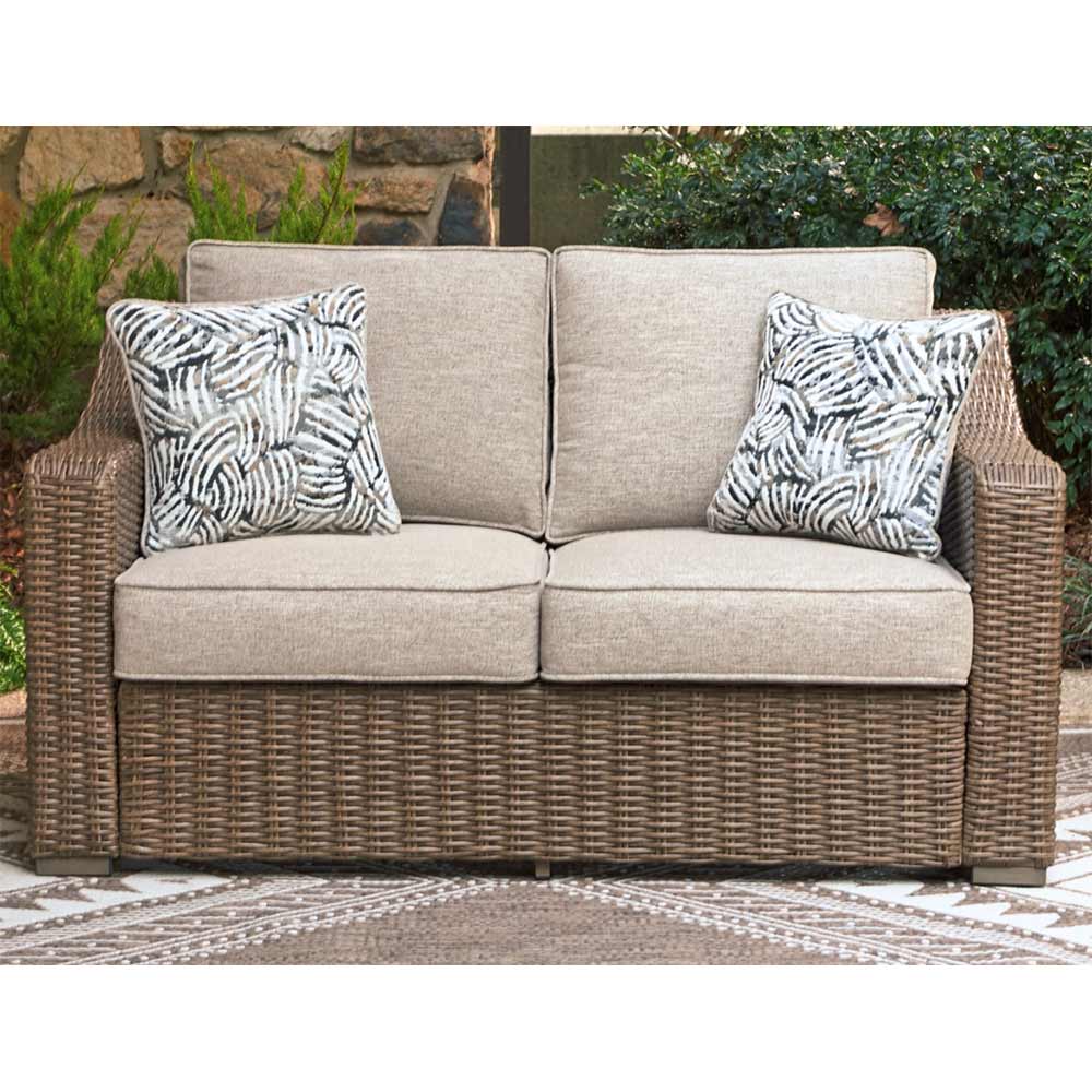 Ashley Furniture - Revare Beach Outdoor Loveseat with Cushion Loveseat Ashley Furniture