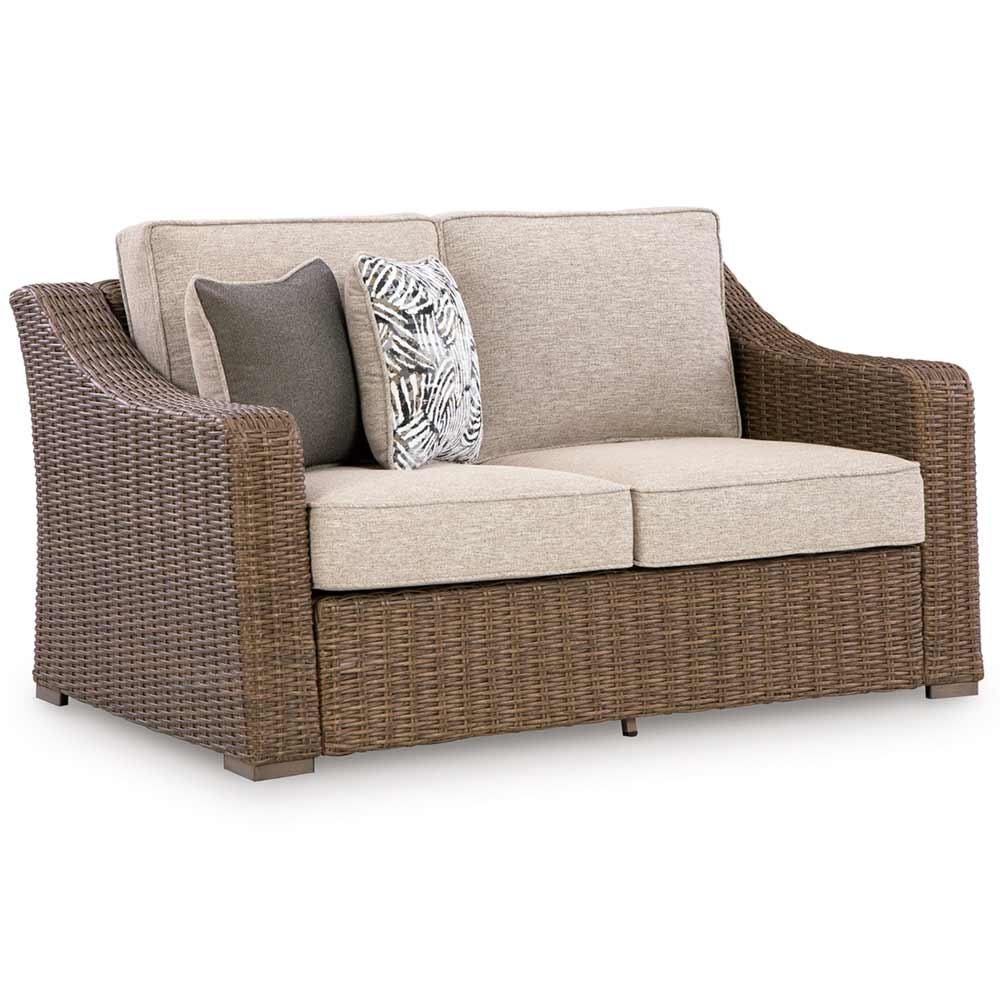 Ashley Furniture - Revare Beach Outdoor Loveseat with Cushion Loveseat Ashley Furniture