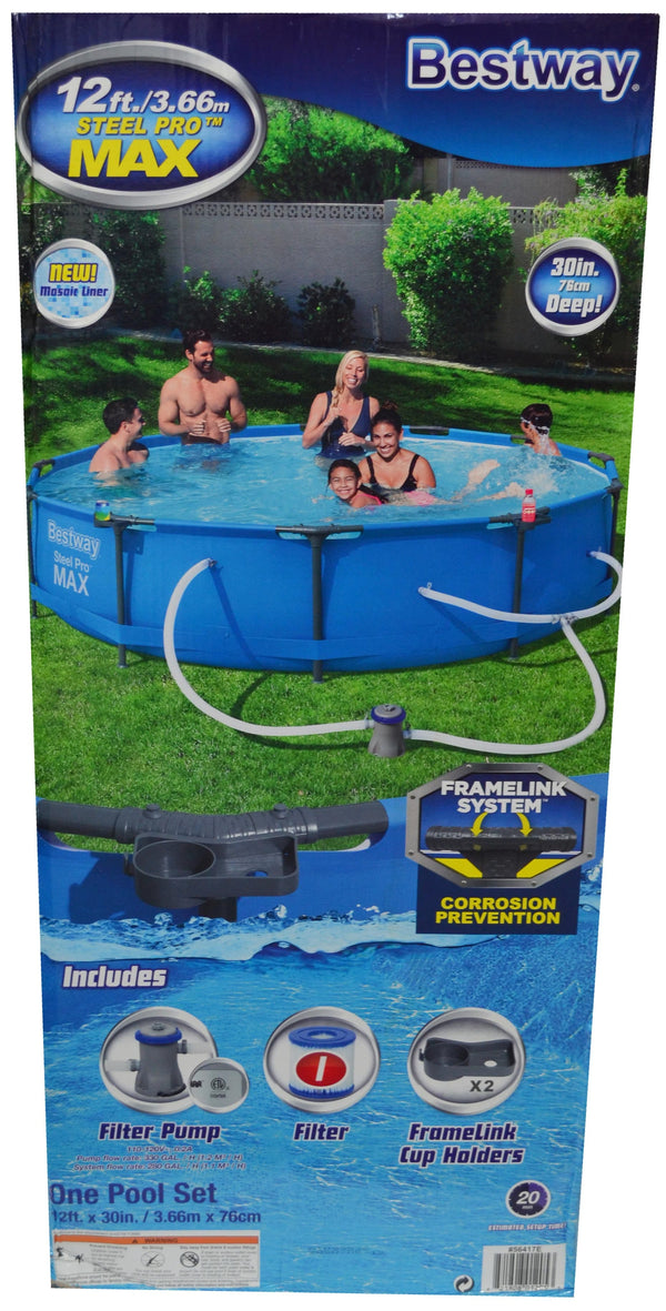 Bestway Steel Max Pro 12' Round x 30" Pool with Filter and Pump Pelican Shops in Whitehouse, NJ