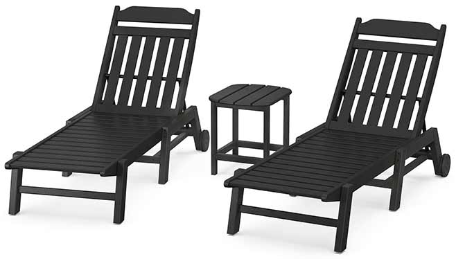 POLYWOOD® Country Living 3-Piece Chaise Set with Wheels - PWS1553-1 Chaise POLYWOOD®