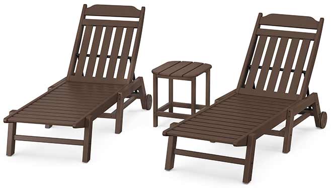 POLYWOOD® Country Living 3-Piece Chaise Set with Wheels - PWS1553-1 Chaise POLYWOOD®