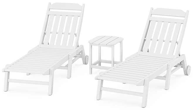 POLYWOOD® Country Living 3-Piece Chaise Set with Wheels - PWS1553-1 Chaise POLYWOOD®