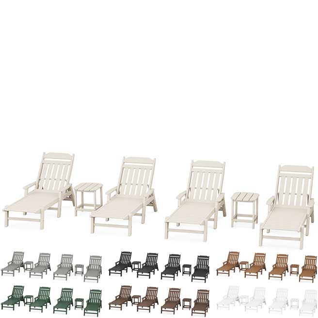 POLYWOOD® Country Living 6-Piece Chaise Set with Arms - PWS1555-1 Chaise POLYWOOD®